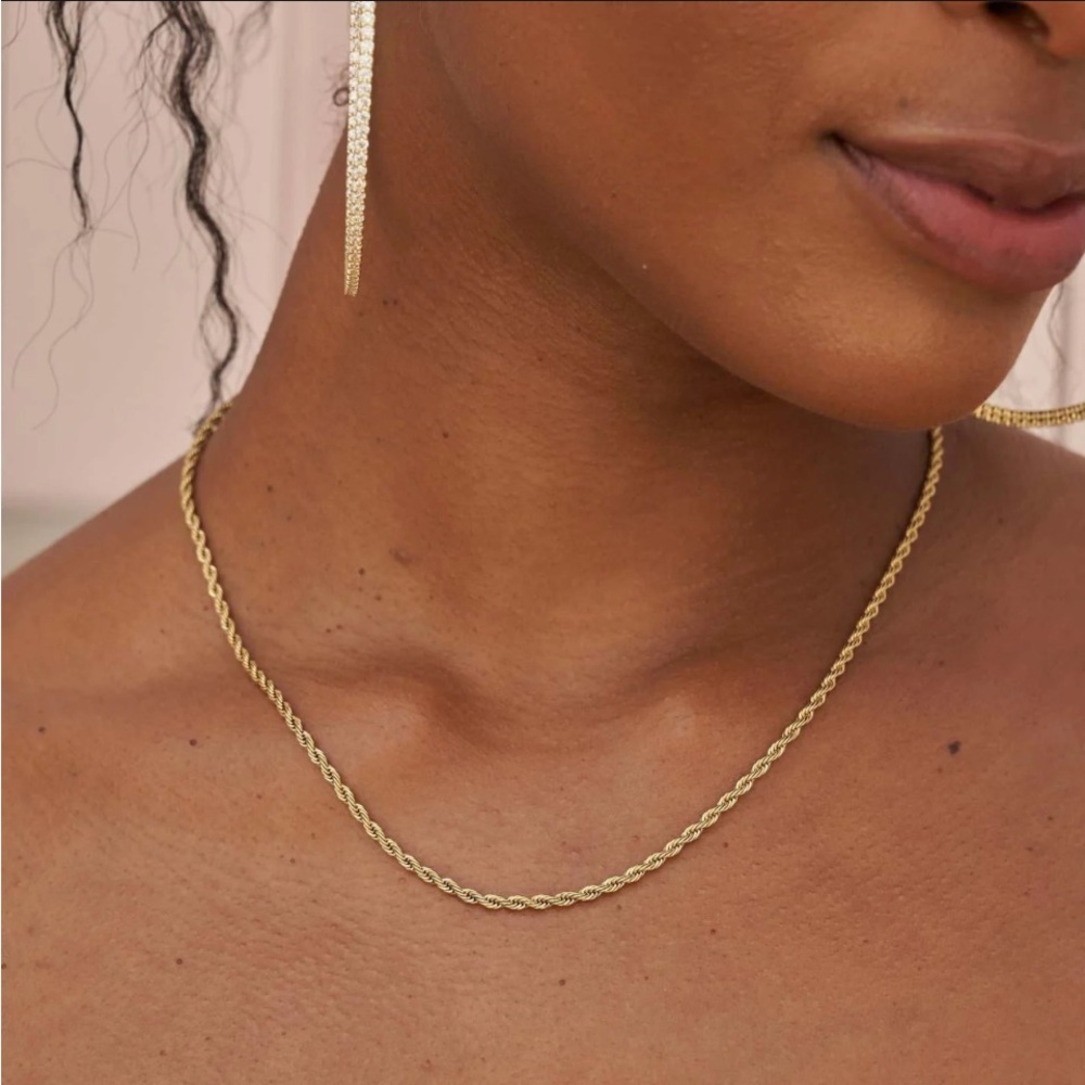 Gold Rope 2mm Chain Necklace Classic Design 18 inch